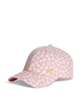 COACH PINK BASEBALL CAP WITH GRAPHIC DITSY PRINT ADJUSTABLE
